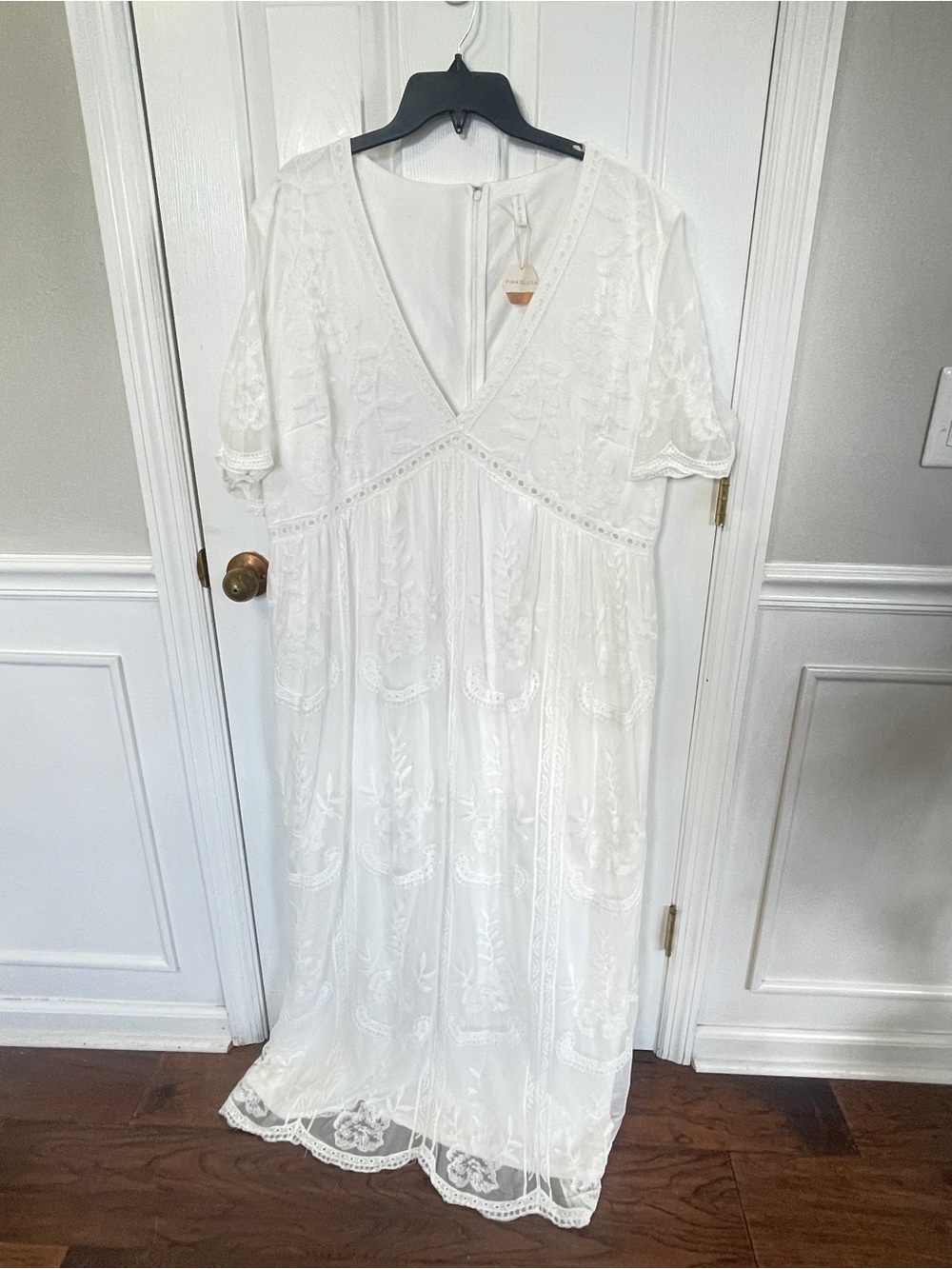 PinkBlush Size 2X White Lace Mesh Overlay Maxi Dress Bridal Baby Shower New - Picture 2 of 9